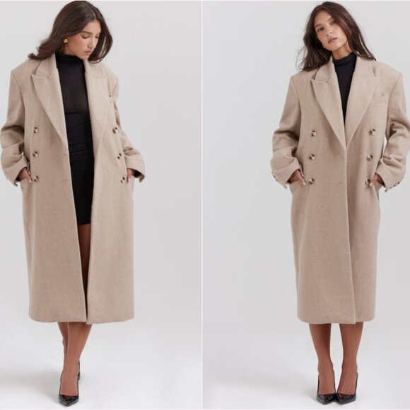 House of CB Jackets & Blazers - House of CB Carter oatmeal double breasted coat